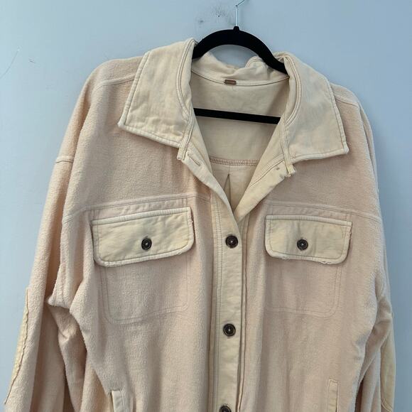 Free People We the Free Ruby Fleece Pink Cotton Shirt Jacket Size Large - Picture 3 of 8